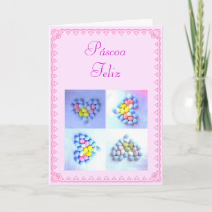 Tarjeta Festiva Portugués: Ovos de Páscoa/huevos de Pascua