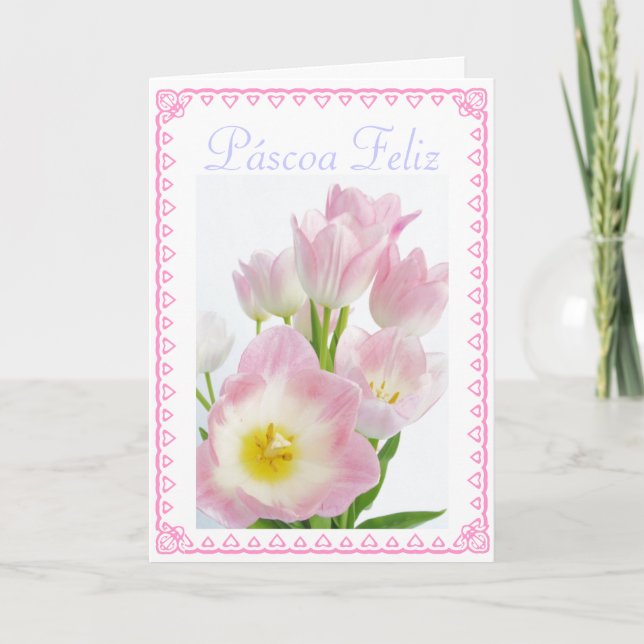 Tarjeta Festiva Portugués: Tulipas/Páscoa (Anverso)