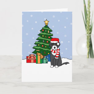 Tarjeta Festiva Portuguese Water Dog and Christmas Tree