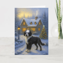 Tarjeta Festiva Portuguese Water Dog Holiday Card