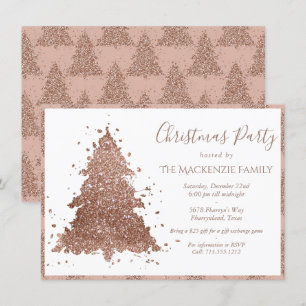 Tarjeta Festiva Posah Christmas Tree   Glam Rosa Gold Fiesta