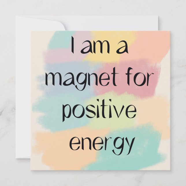 Tarjeta Festiva Positive Energy Watercolor Quote Art Card (Anverso)