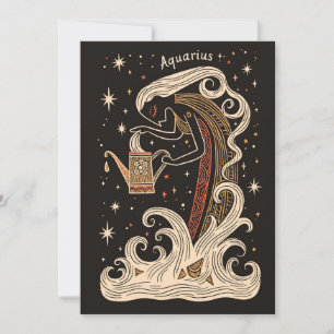 Tarjeta Festiva Postcard - Arte Zodiaco Celestial Aquarius