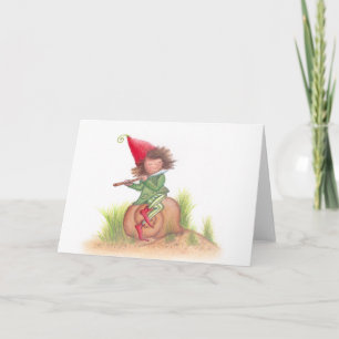 Tarjeta Festiva Postcard Flute Elf