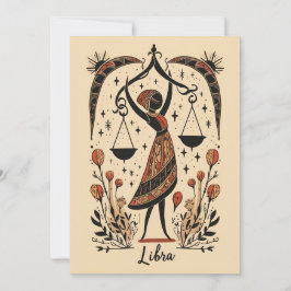 Tarjeta Festiva Postcard - Libra Celestial Zodiac Art