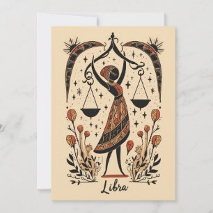 Tarjeta Festiva Postcard - Libra Celestial Zodiac Art