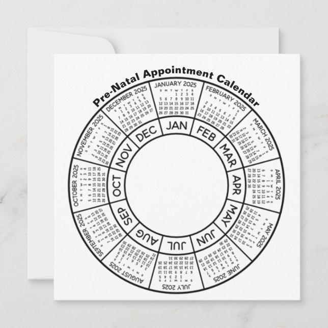Tarjeta Festiva Postcarta del calendario de citas prenatales (Anverso)