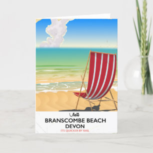 Tarjeta Festiva Poster costero de Branscombe Beach Devon