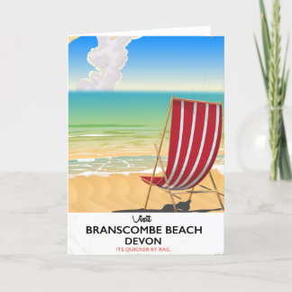 Tarjeta Festiva Poster costero de Branscombe Beach Devon