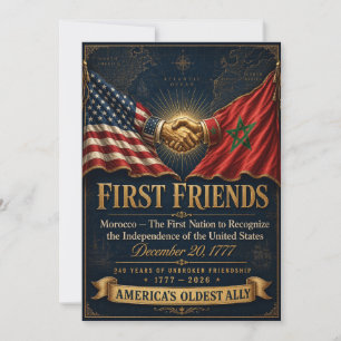 Tarjeta Festiva Póster de amistad Marruecos EE. UU., Primeros amig