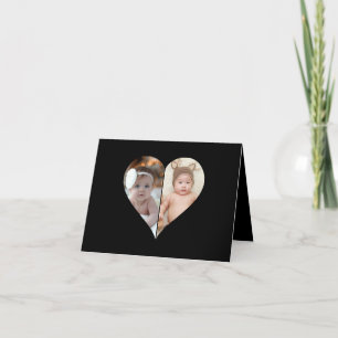 Tarjeta Festiva Póster de Colaje de 2 Fotos con Forma de Corazón