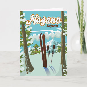 Tarjeta Festiva Póster de esquí de Nagano Japón