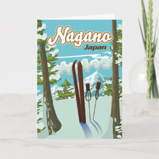 Tarjeta Festiva Poster de esquí de Nagano Japón