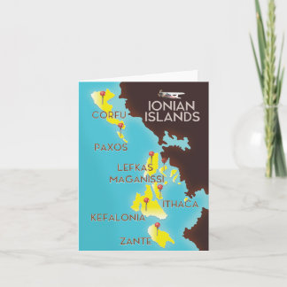 Tarjeta Festiva Poster de mapas de las islas Jónicas.