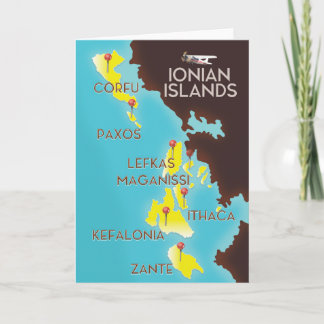 Tarjeta Festiva Poster de mapas de las islas Jónicas.