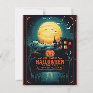 Tarjeta Festiva Póster de Noche de Películas de Halloween