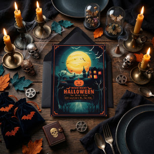Tarjeta Festiva Póster de Noche de Películas de Halloween