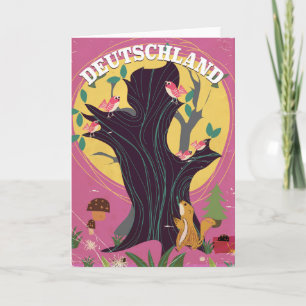 Tarjeta Festiva Póster de paisaje de dibujos animados vintage de D