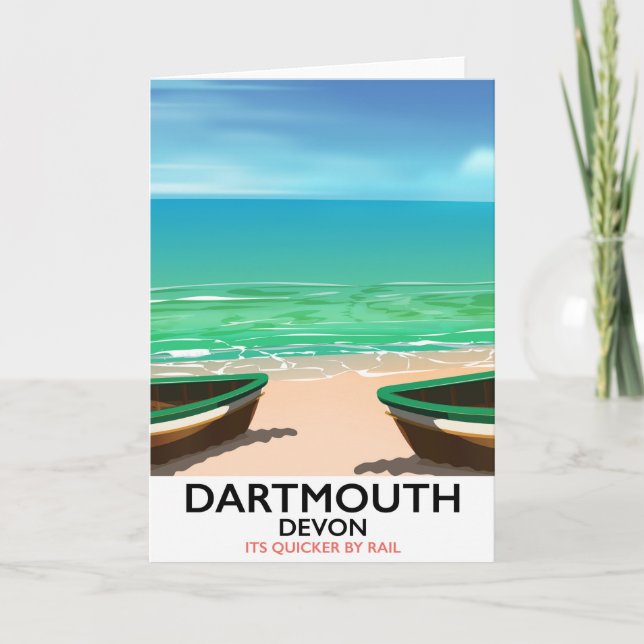 Tarjeta Festiva Poster de playa Dartmouth Devon (Anverso)
