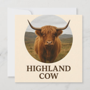 Tarjeta Festiva Póster de retrato de vaca de las Highlands con "Va