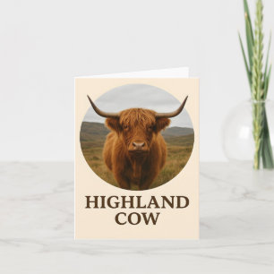 Tarjeta Festiva Póster de retrato de vaca de las Highlands con "Va