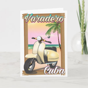 Tarjeta Festiva Póster de scooter vintage cubano de Varadero