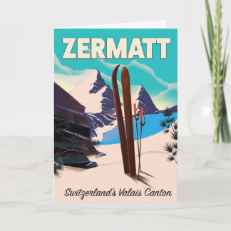 Tarjeta Festiva Poster de vacaciones de Zermatt Ski