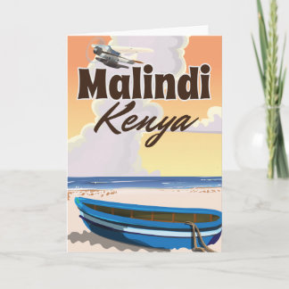 Tarjeta Festiva Poster de vacaciones Malindi kenya Vintage