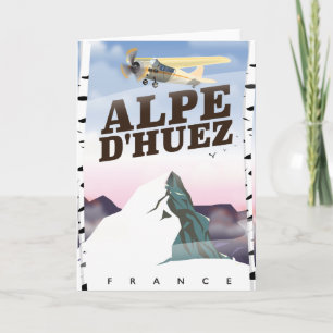 Tarjeta Festiva Póster de viaje de esquí de Alpe d'Huez, Francia