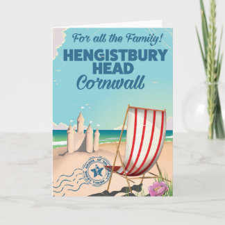 Tarjeta Festiva poster de viaje de hengistbury head cornwall vinta