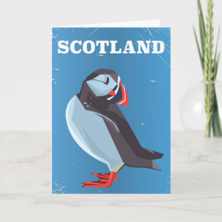 Tarjeta Festiva Poster de viaje de la cosecha de Escocia Puffin
