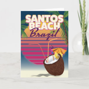 Tarjeta Festiva Poster de viaje de la playa de Santos brasil