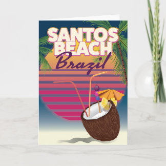 Tarjeta Festiva Poster de viaje de la playa de Santos brasil