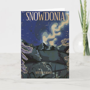 Tarjeta Festiva Póster de viaje del ferrocarril vintage de Snowdon