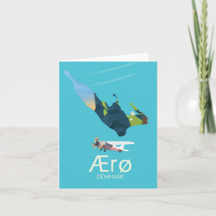 Tarjeta Festiva Póster de viaje del mapa de Ærø, Dinamarca