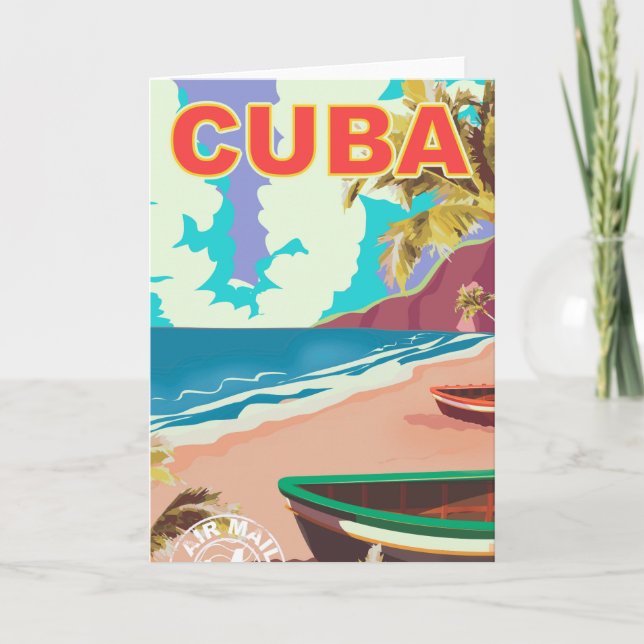 Tarjeta Festiva poster de viaje vintage de Cuba (Anverso)