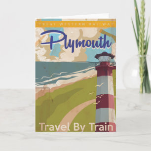Tarjeta Festiva Póster de viaje vintage de Plymouth
