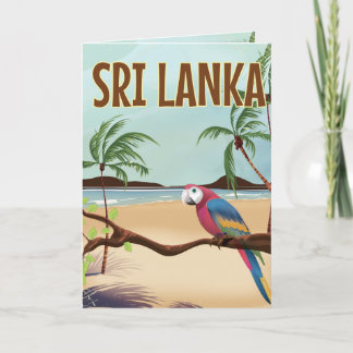 Tarjeta Festiva Poster de viaje vintage de Sri Lanka Beach