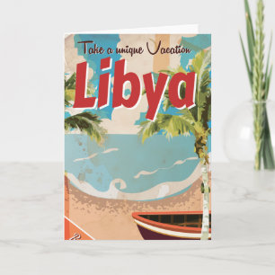 Tarjeta Festiva Póster de viaje vintage de vacaciones en Libia.