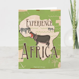 Tarjeta Festiva Poster de Viajes de la Viñeta de Africa