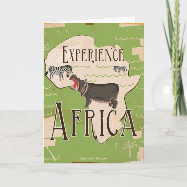 Tarjeta Festiva Poster de Viajes de la Viñeta de Africa (Anverso)