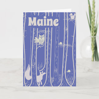 Tarjeta Festiva Poster de viajes de Maine USA woodland vintage