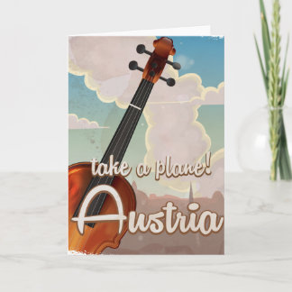 Tarjeta Festiva Poster de viajes vintage de Austria Violin.