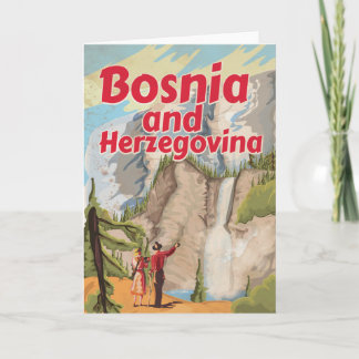 Tarjeta Festiva Poster de Viajes Vintage de Bosnia y Herzegovina