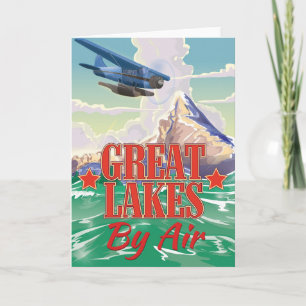 Tarjeta Festiva Poster de viajes vintage de Great Lakes USA.