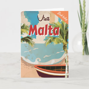 Tarjeta Festiva Poster de Viajes Vintage de vacaciones de Malta.