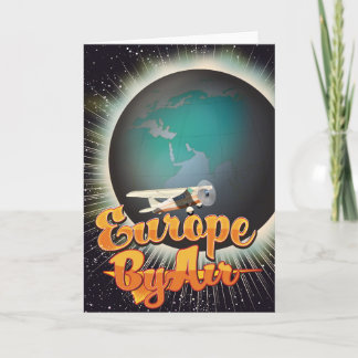 Tarjeta Festiva Poster de vuelo Europe By Air Vintage