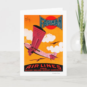 Tarjeta Festiva Poster del monoplano de las líneas aéreas F-170 de