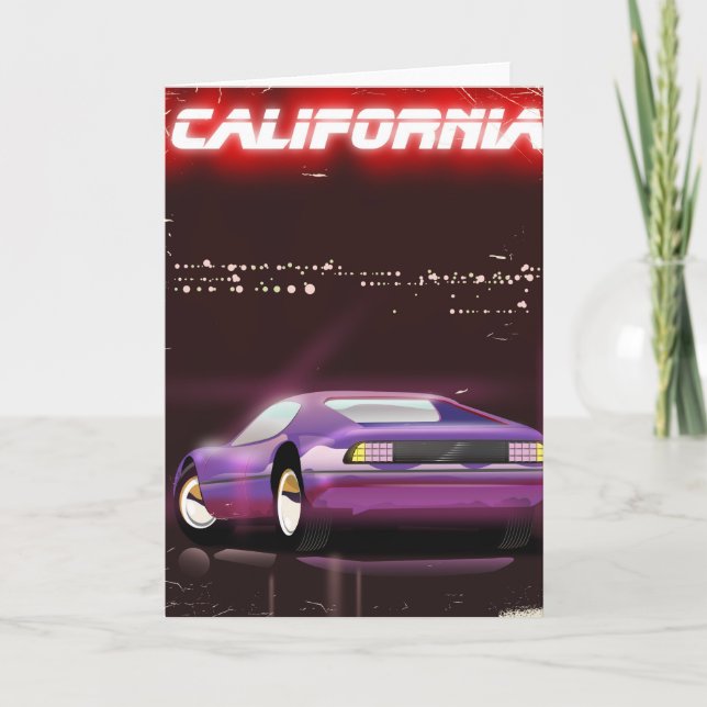 Tarjeta Festiva Poster del neon Supercar de California 80 (Anverso)