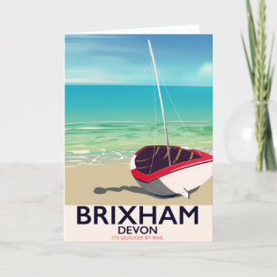Tarjeta Festiva Poster del viaje del vintage de Devon de la playa
